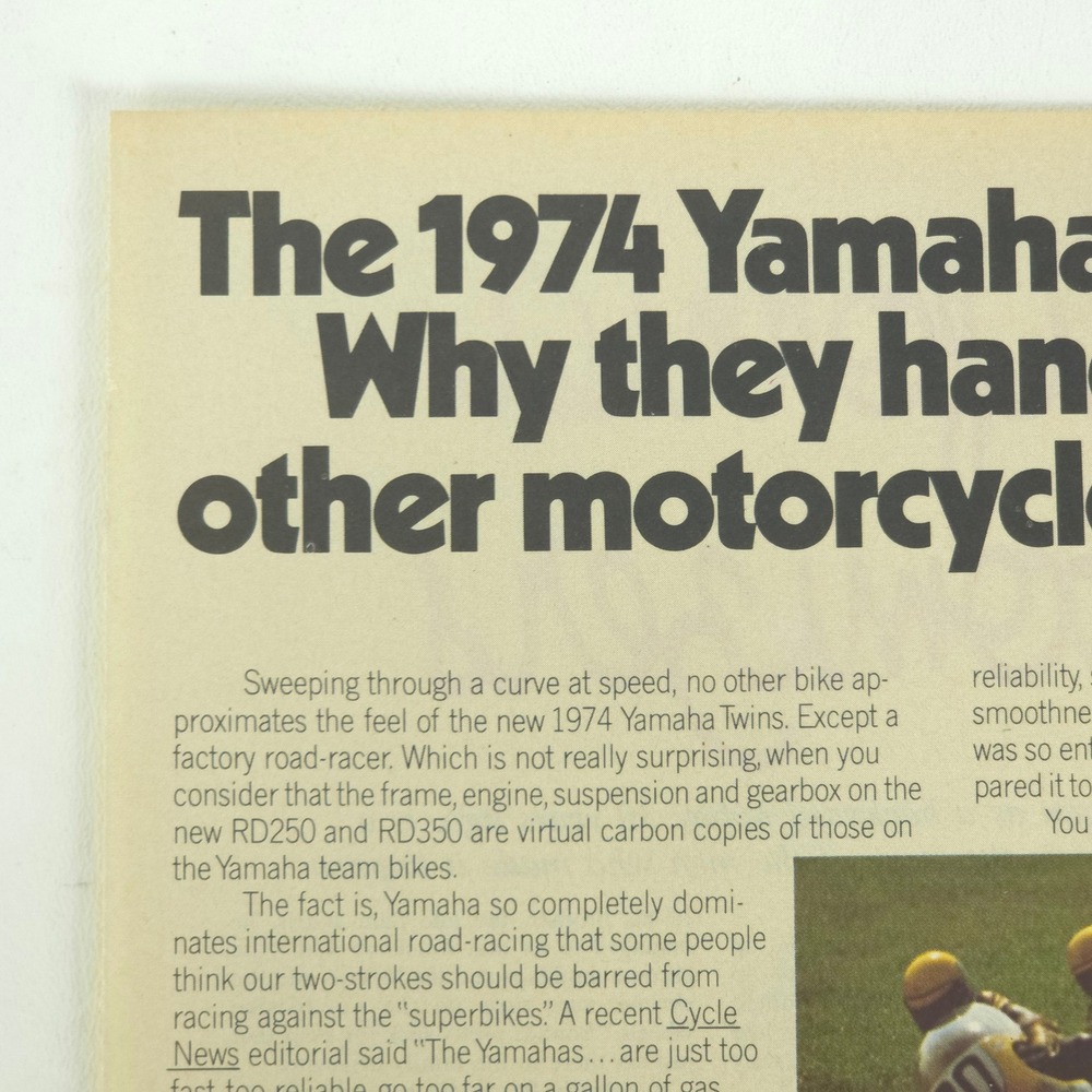 Yamaha RD350 TX500 Print Ad 1974 Twins Motorcycle Racing Vintage Wall Art Decor - Picture 2 of 6